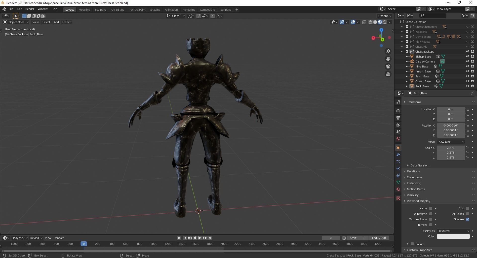 Fantasy Chess Character Pack with Weapons Low-poly 3D model_28