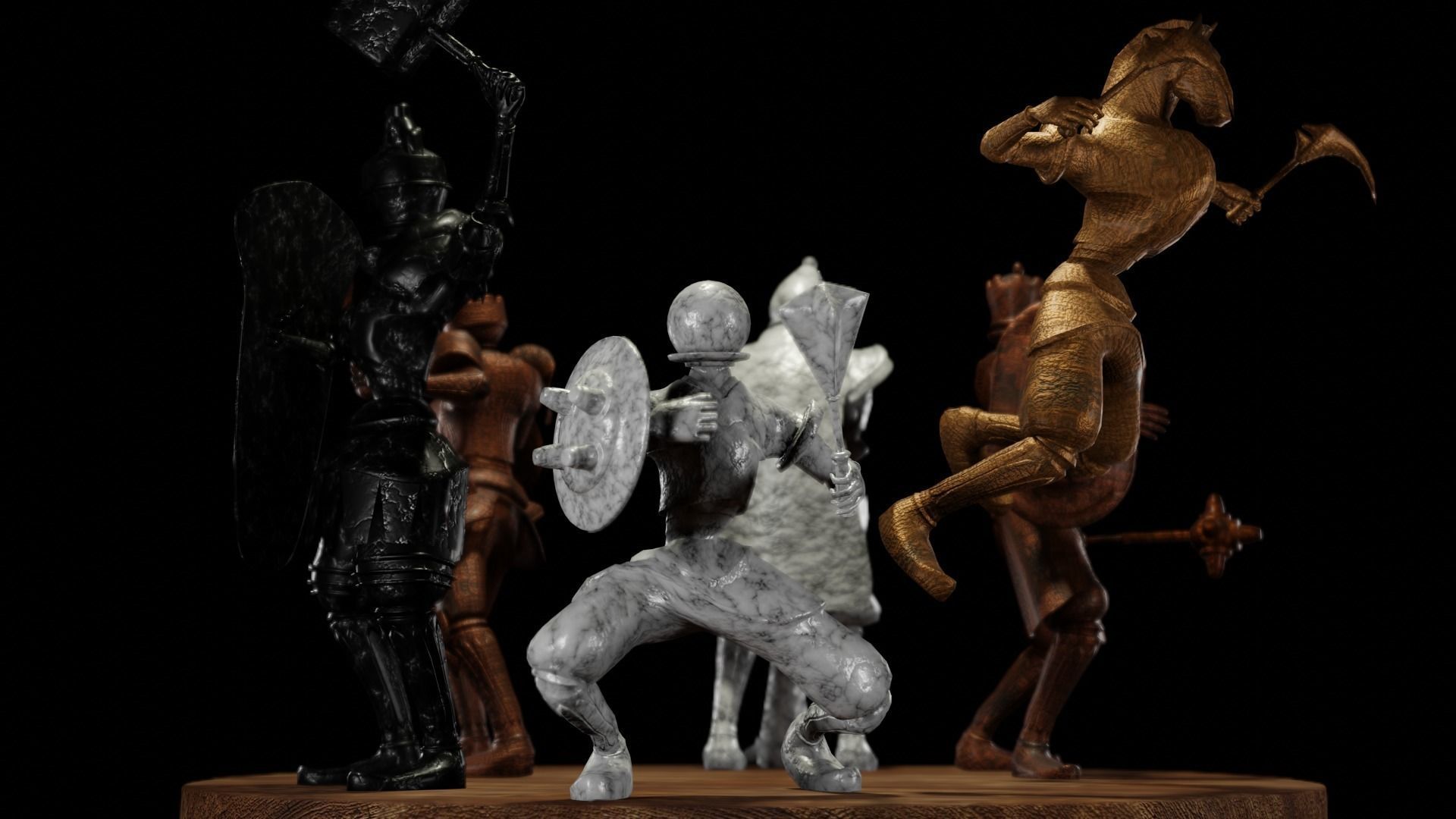 Fantasy Chess Character Pack with Weapons Low-poly 3D model_2