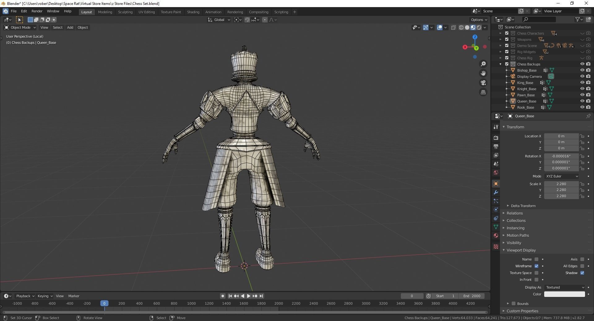 Fantasy Chess Character Pack with Weapons Low-poly 3D model_24
