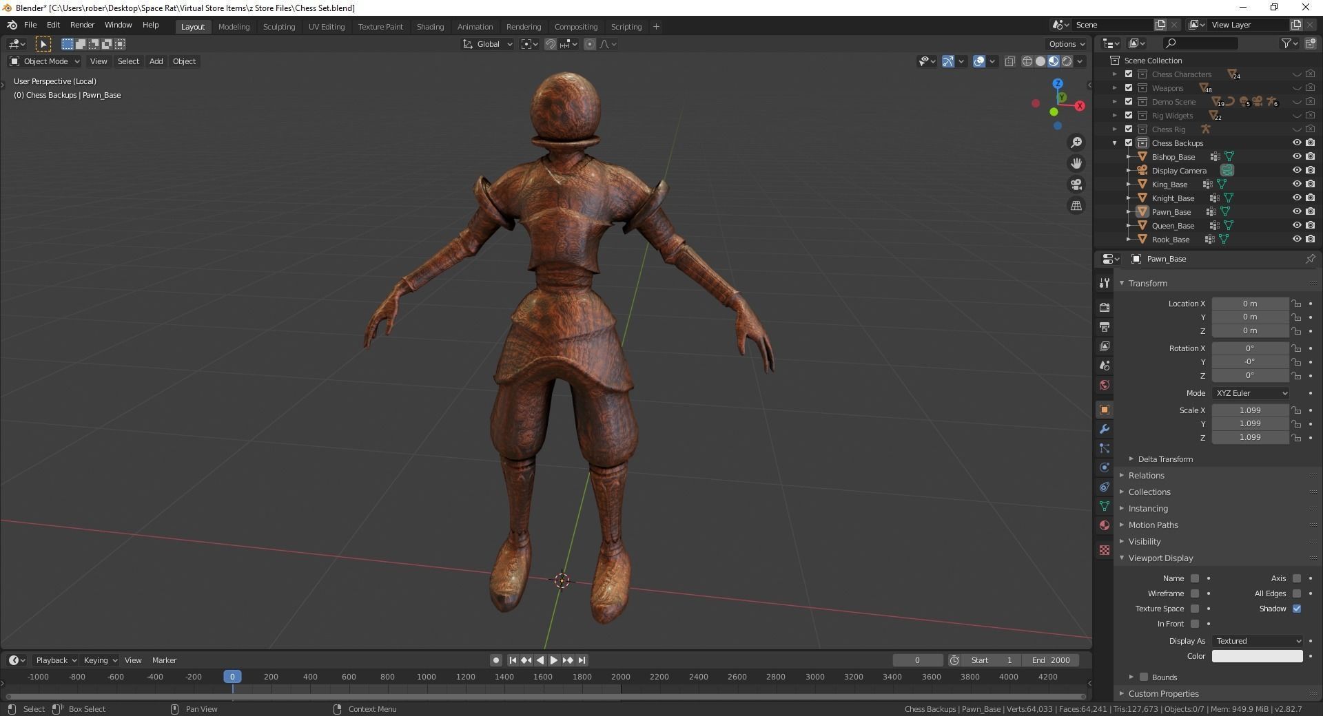Fantasy Chess Character Pack with Weapons Low-poly 3D model_21