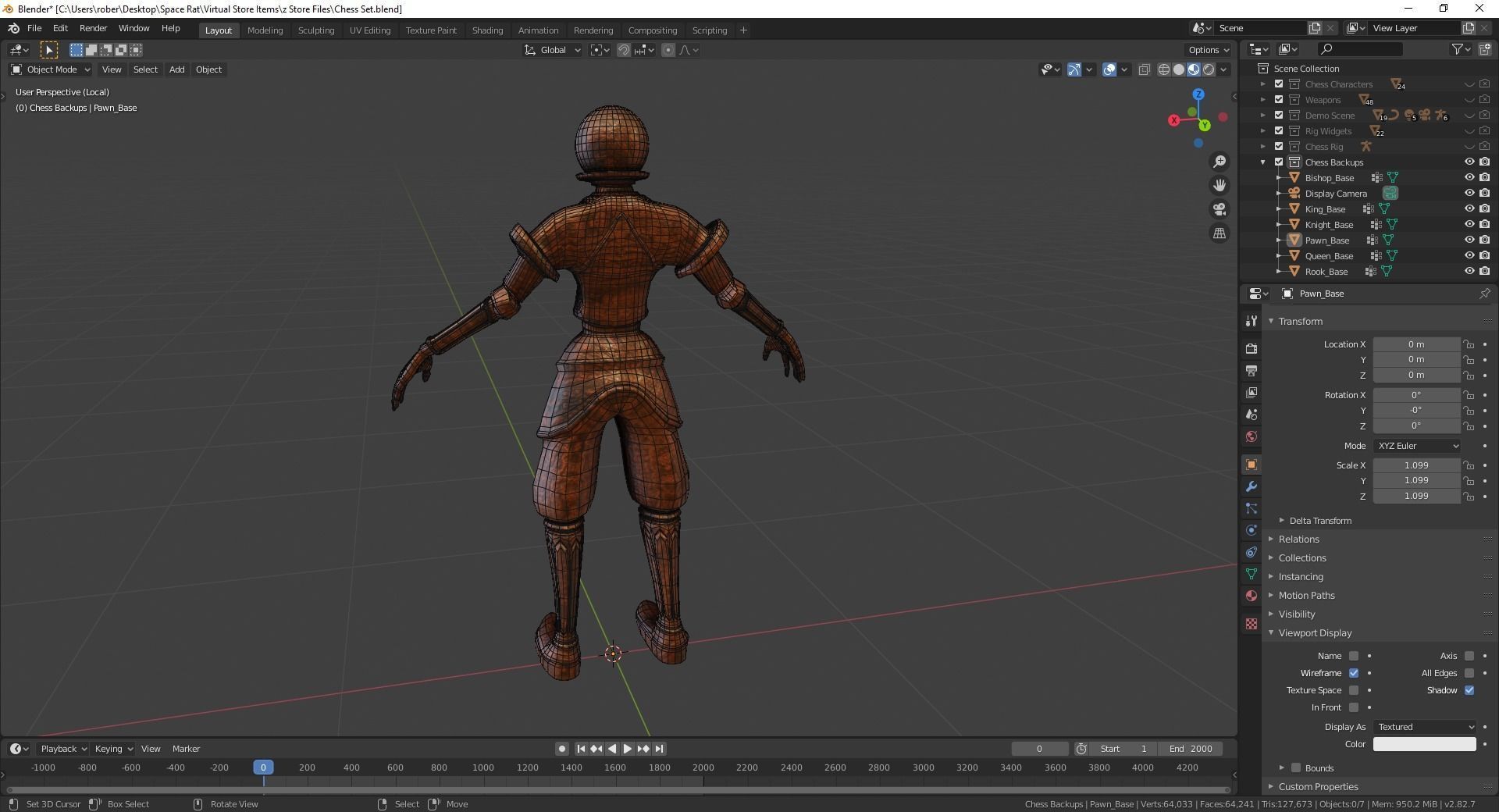 Fantasy Chess Character Pack with Weapons Low-poly 3D model_20