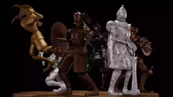 Fantasy Chess Character Pack with Weapons Low-poly 3D model