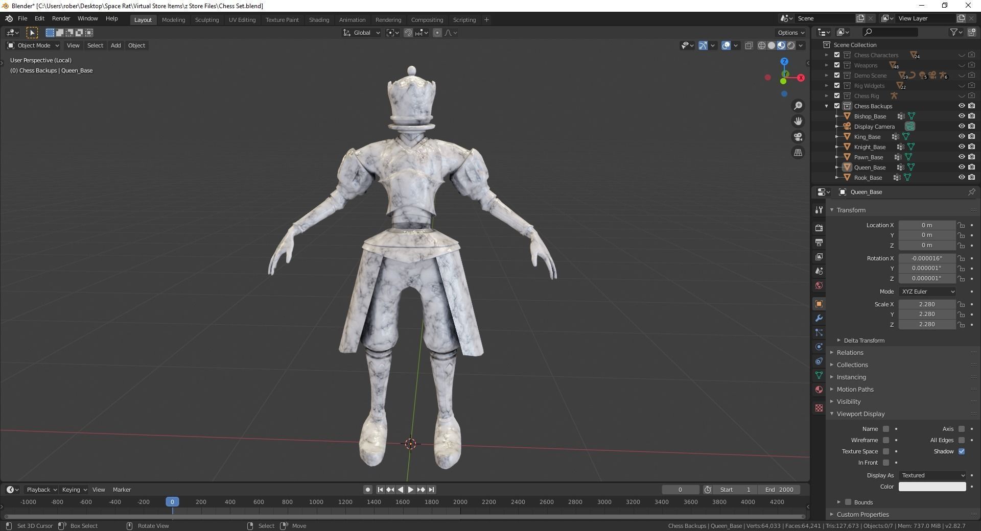 Fantasy Chess Character Pack with Weapons Low-poly 3D model_25