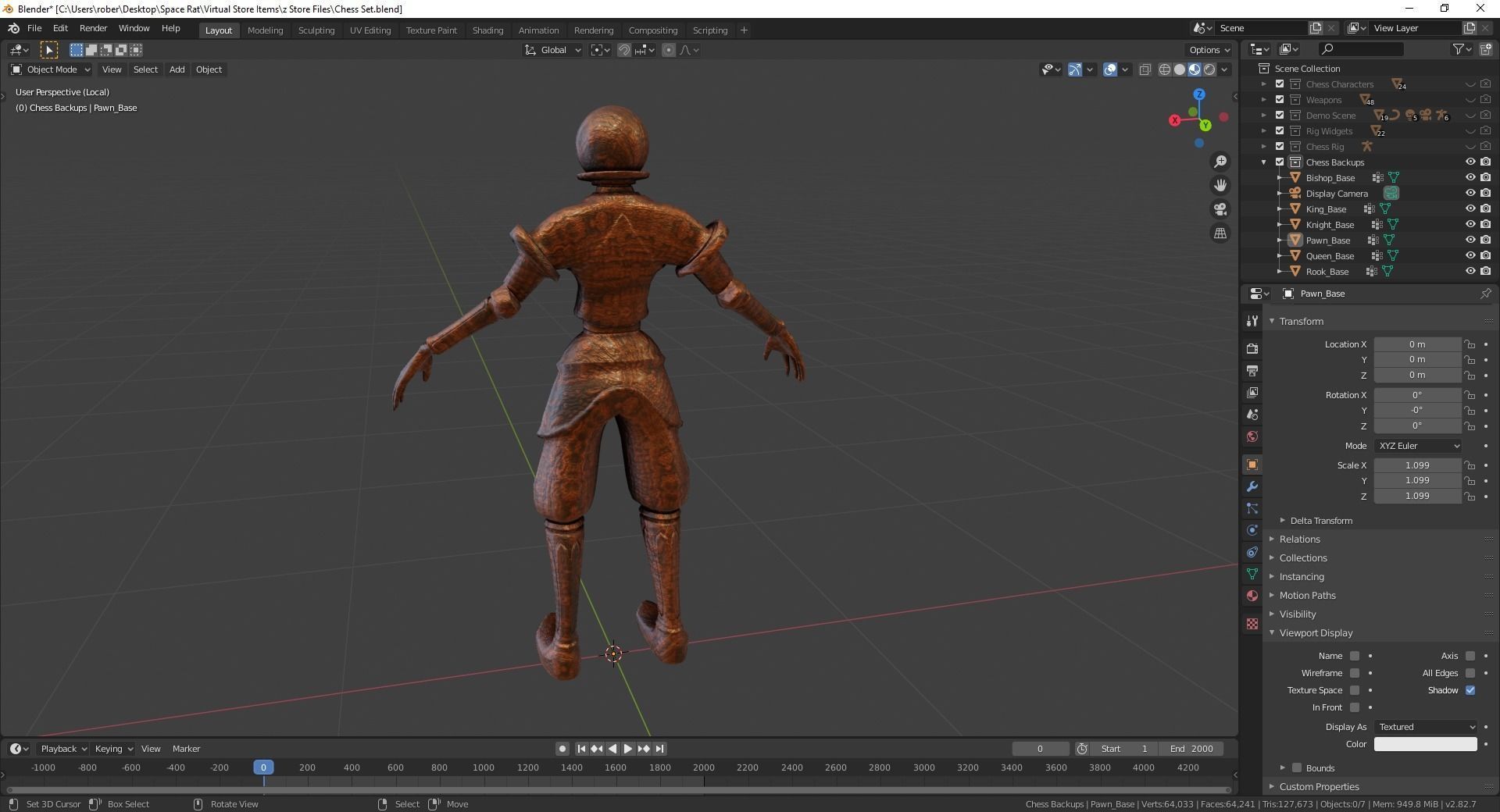 Fantasy Chess Character Pack with Weapons Low-poly 3D model_19
