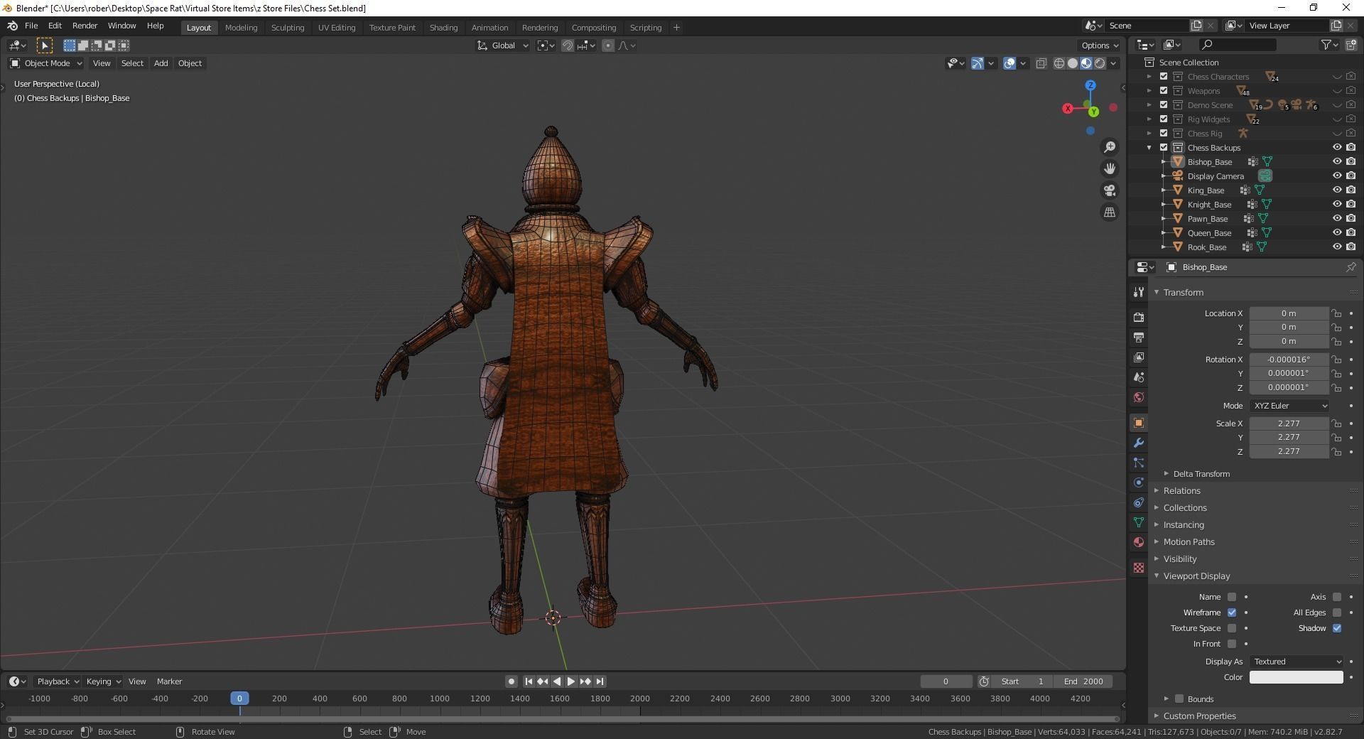 Fantasy Chess Character Pack with Weapons Low-poly 3D model_5