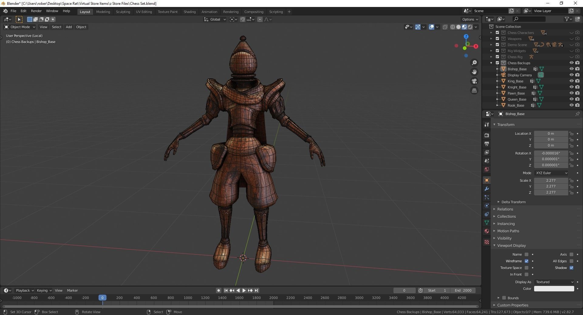 Fantasy Chess Character Pack with Weapons Low-poly 3D model_7