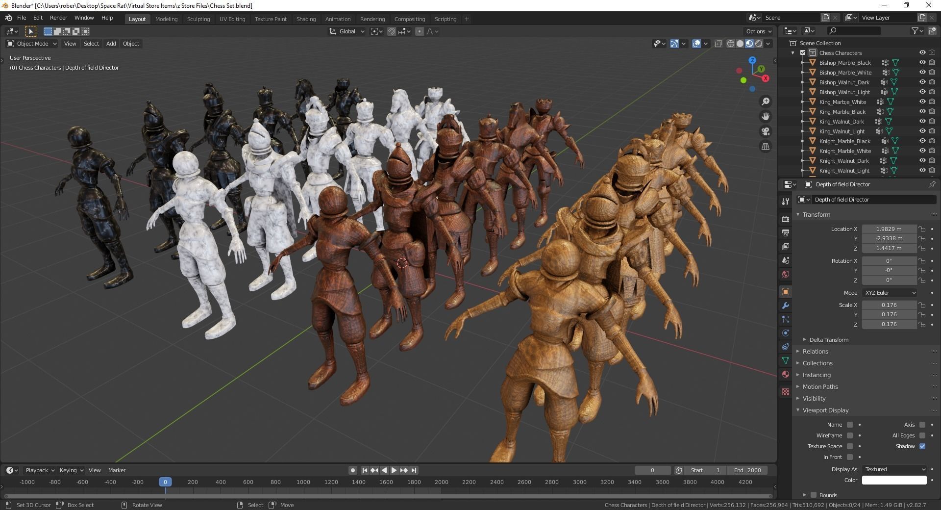 Fantasy Chess Character Pack with Weapons Low-poly 3D model_3