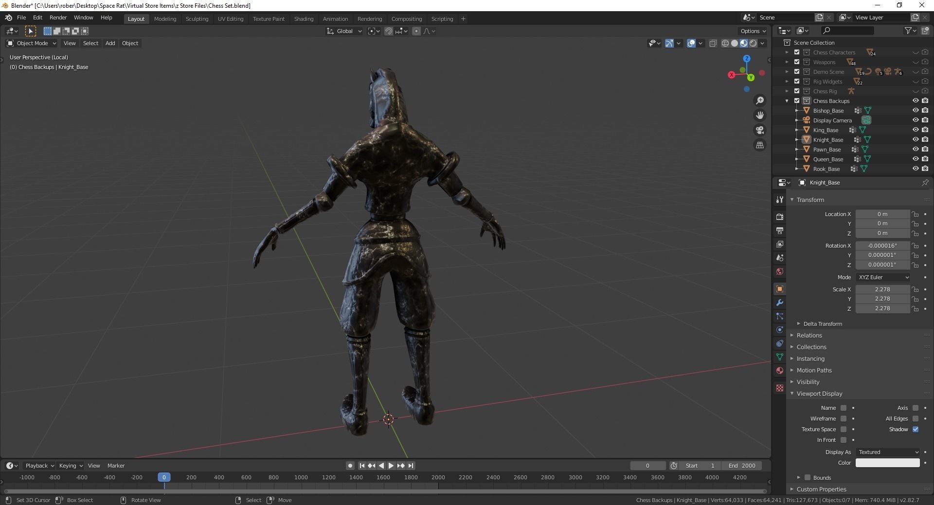 Fantasy Chess Character Pack with Weapons Low-poly 3D model_15