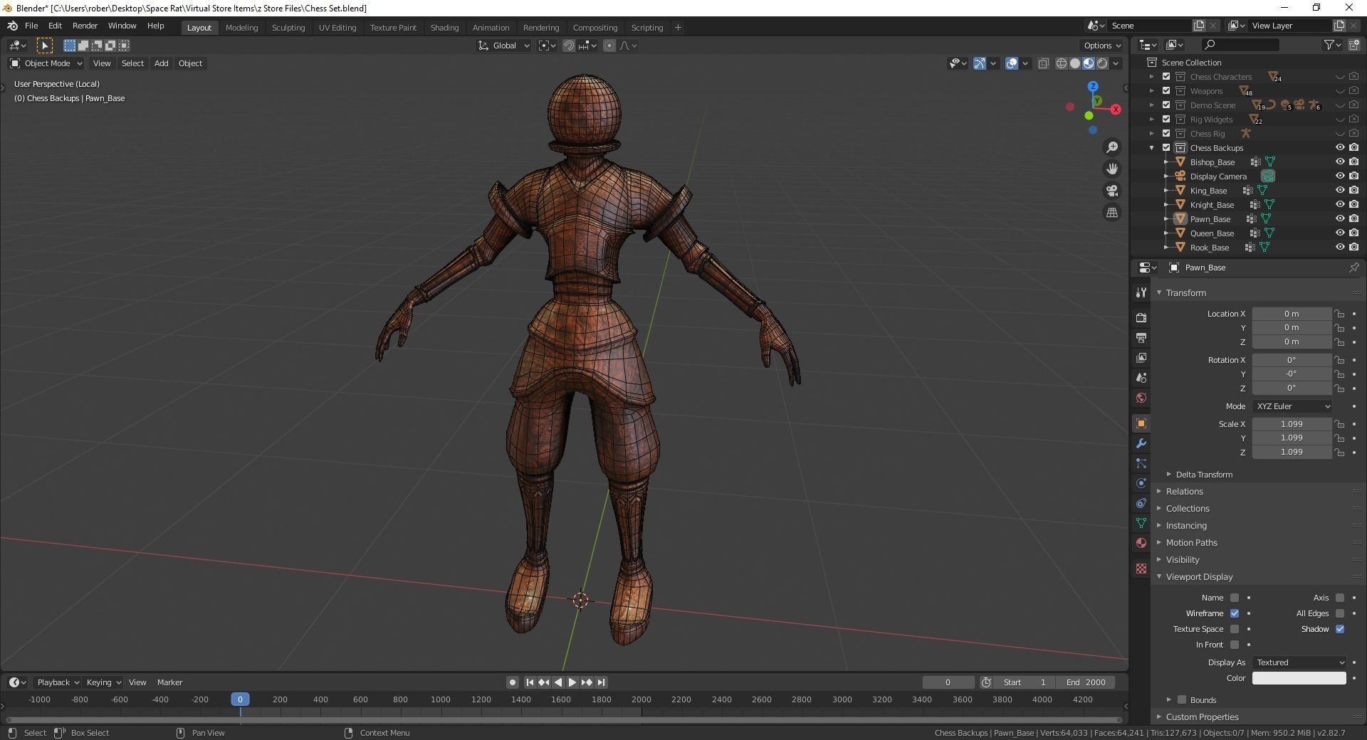 Fantasy Chess Character Pack with Weapons Low-poly 3D model_22