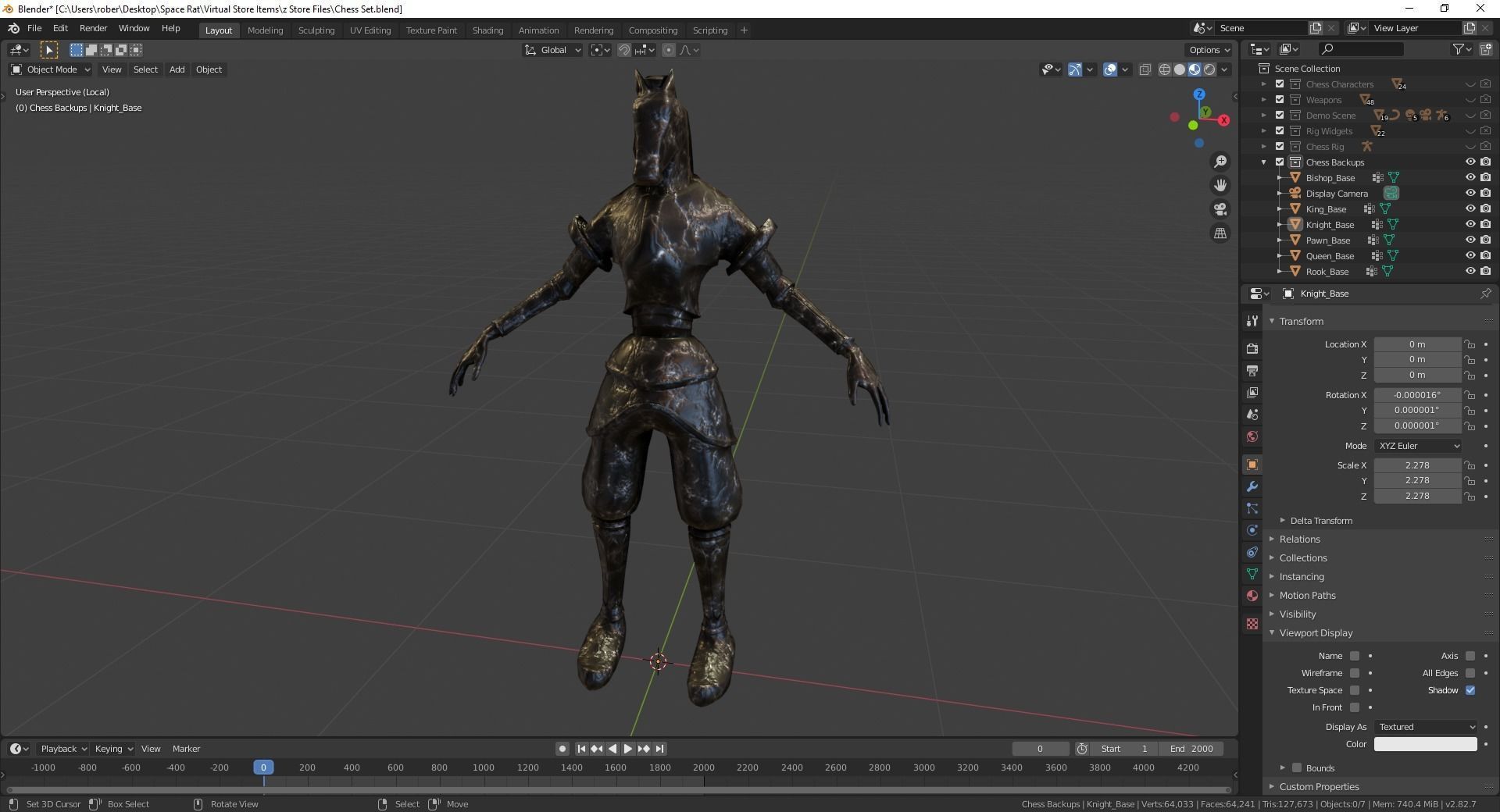 Fantasy Chess Character Pack with Weapons Low-poly 3D model_17