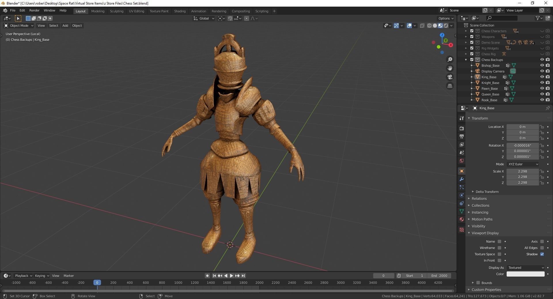 Fantasy Chess Character Pack with Weapons Low-poly 3D model_13