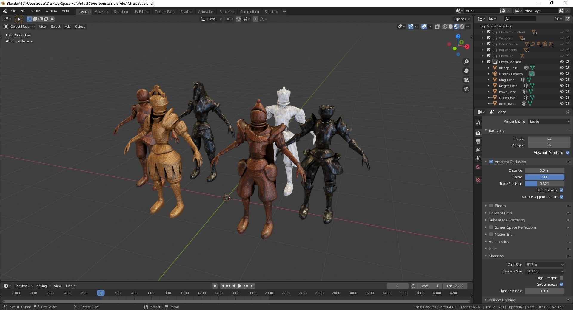 Fantasy Chess Character Pack with Weapons Low-poly 3D model_9