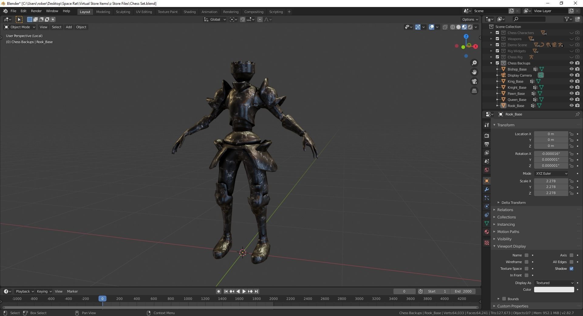 Fantasy Chess Character Pack with Weapons Low-poly 3D model_30