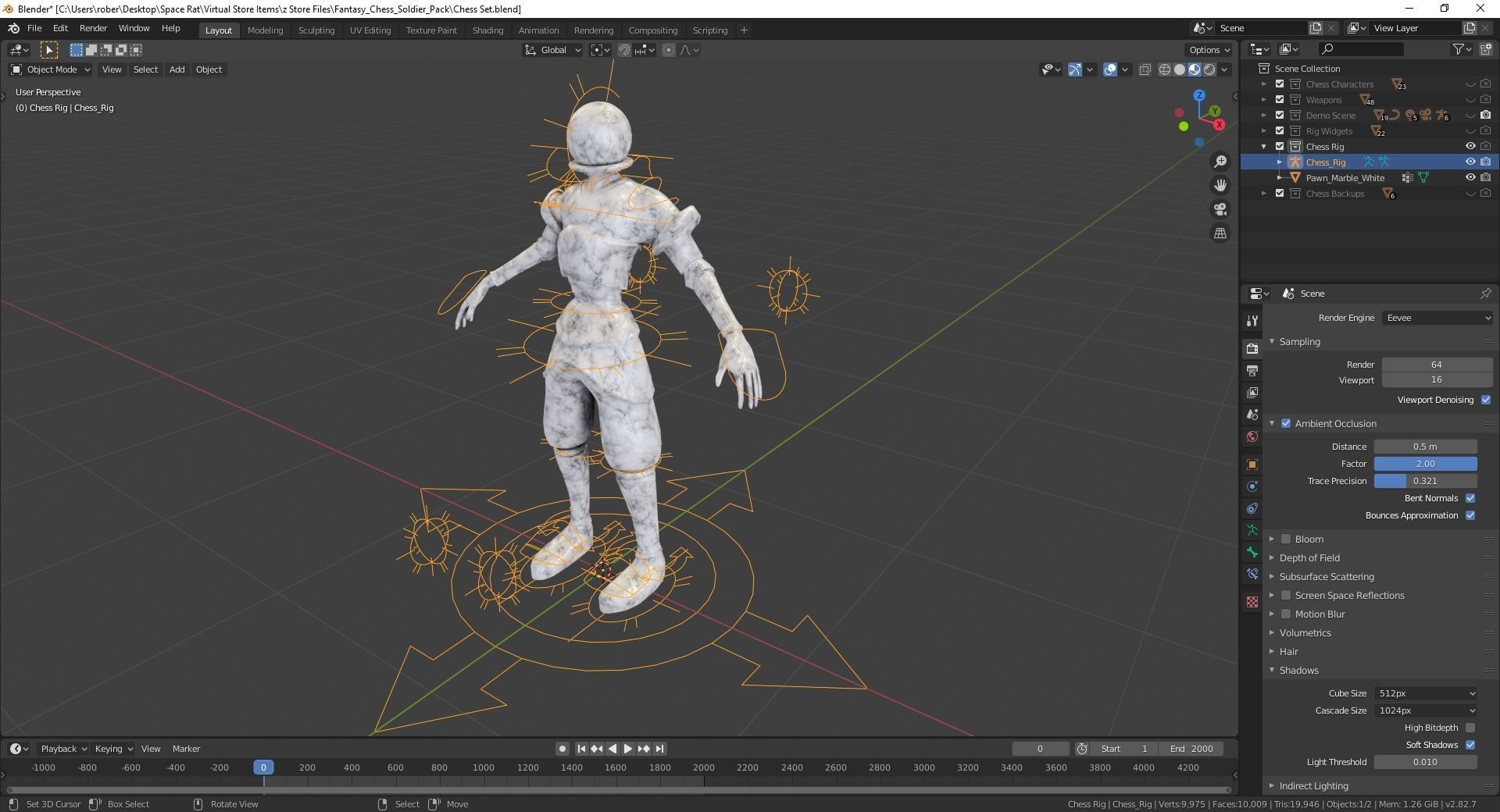 Fantasy Chess Character Pack with Weapons Low-poly 3D model_27