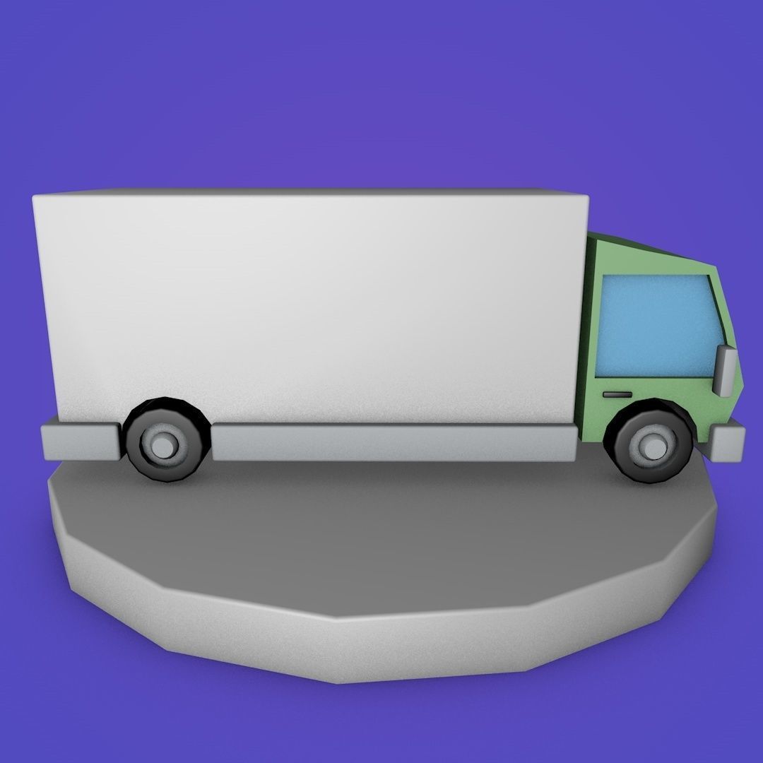 Low Poly Truck Low-poly 3D model_3