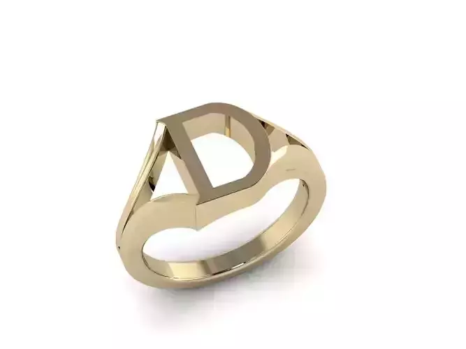 Jewelry Alphabet Ring D 3D print model