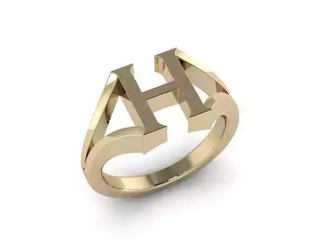 Jewelry Alphabet Ring H 3D print model
