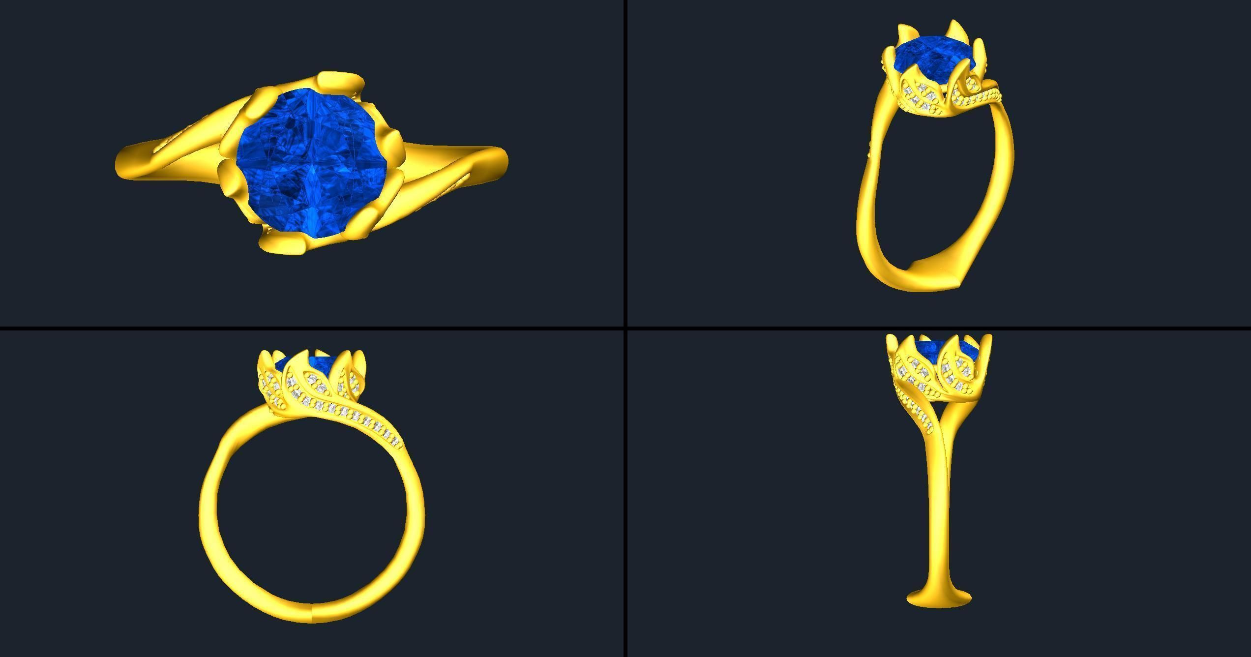 Anillo Solitario Elegante    Elegant Solitaire Ring 3D model_4