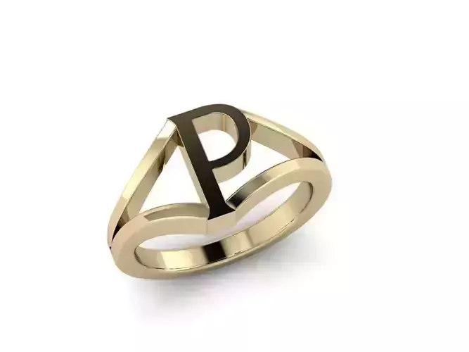Jewelry Alphabet Ring P 3D print model