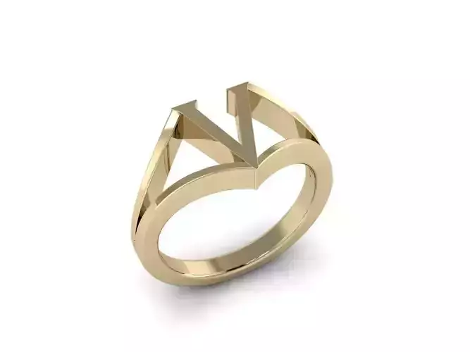 Jewelry Alphabet Ring V 