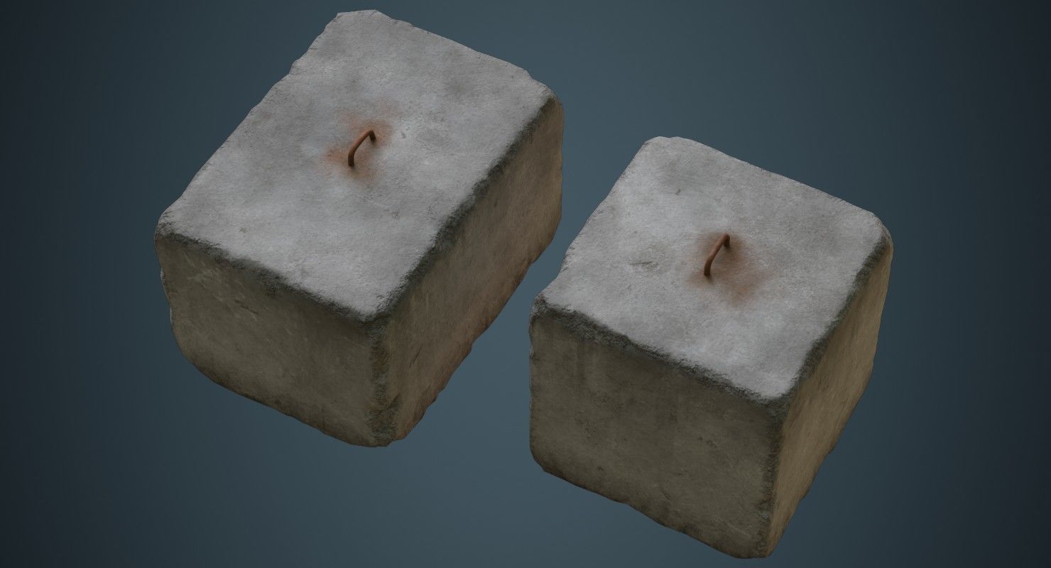 Concrete Barrier 4C Low-poly 3D model_2
