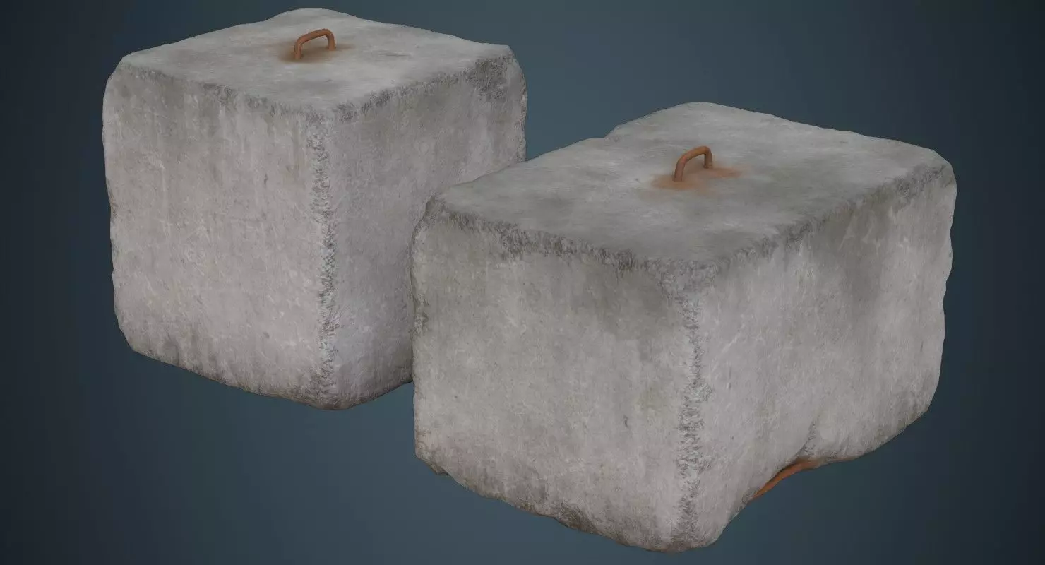 Concrete Barrier 4C Low-poly 3D model_0