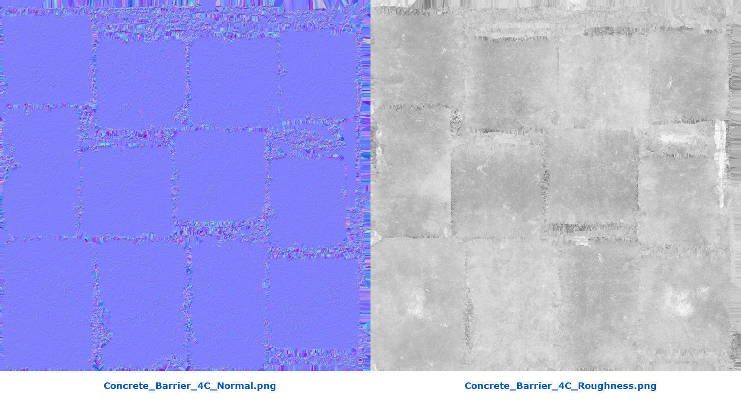 Concrete Barrier 4C Low-poly 3D model_9