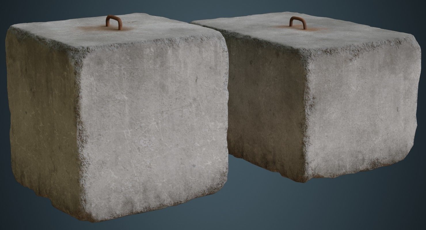 Concrete Barrier 4C Low-poly 3D model_1