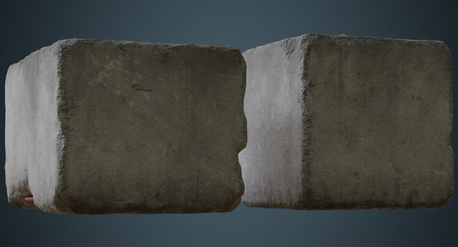 Concrete Barrier 4C Low-poly 3D model_3