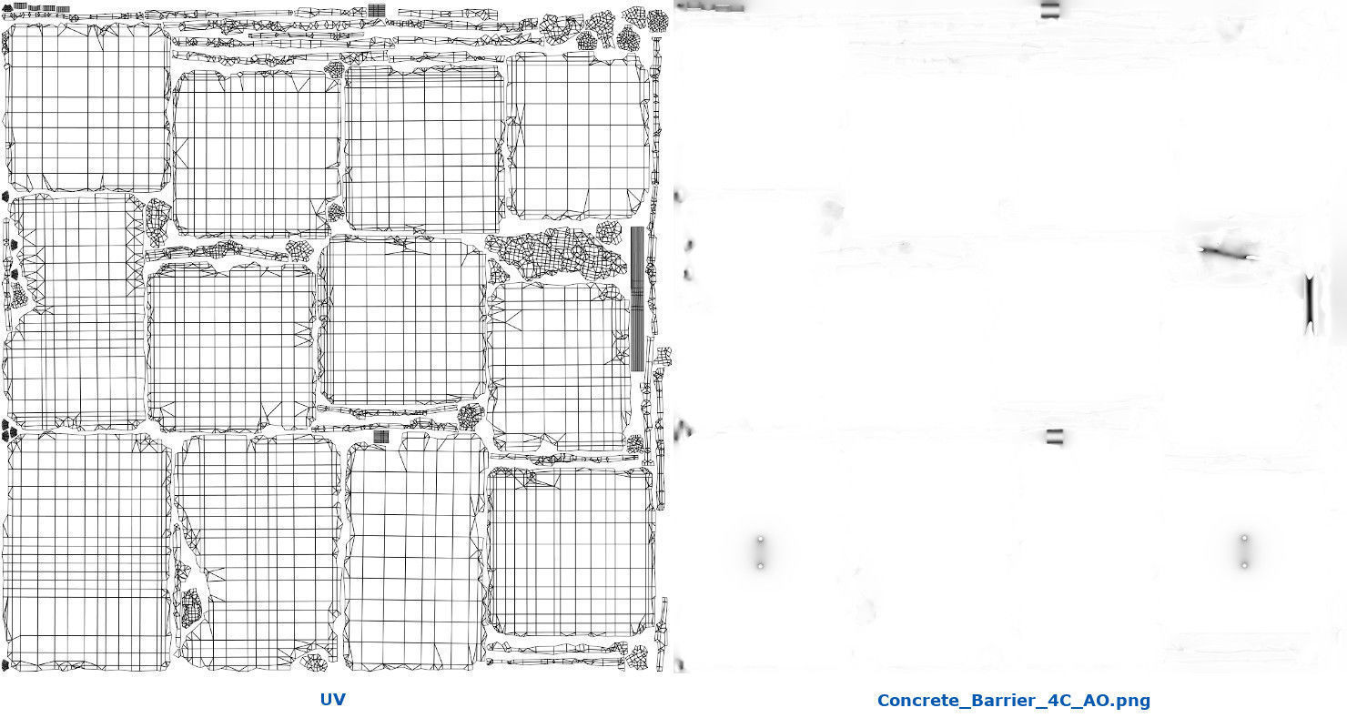 Concrete Barrier 4C Low-poly 3D model_7
