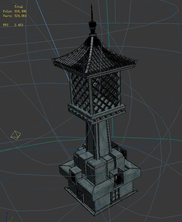 Huanglongshan - small stone lamp 3D model_2