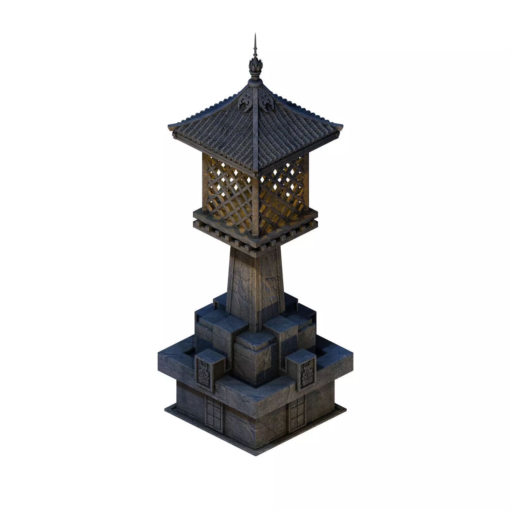 Huanglongshan - small stone lamp 3D model_0