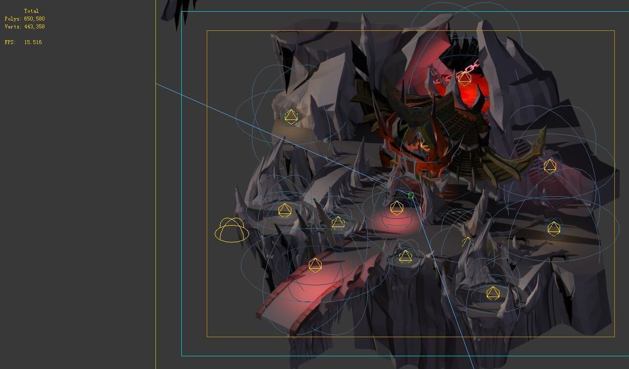 Game model - large building in the volcano 3D model_2