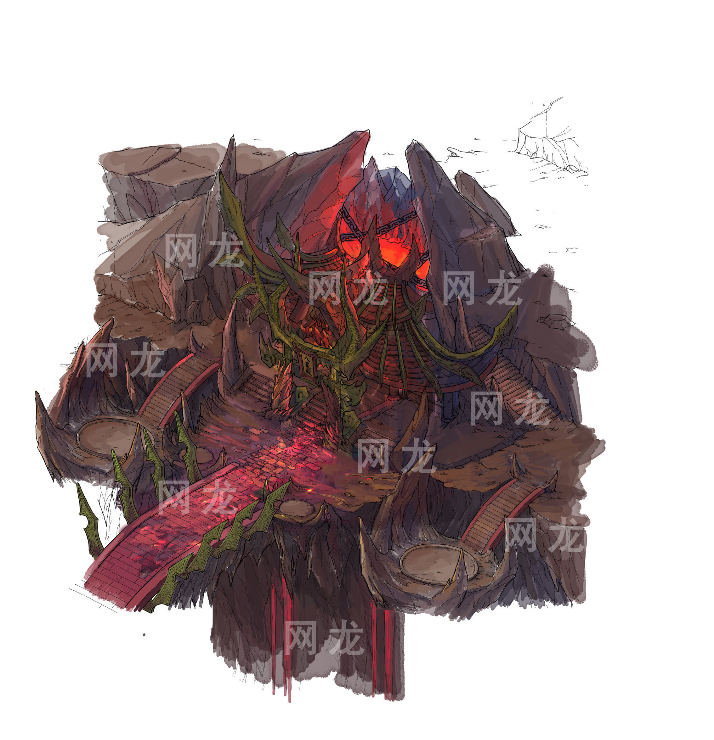 Game model - large building in the volcano 3D model_3