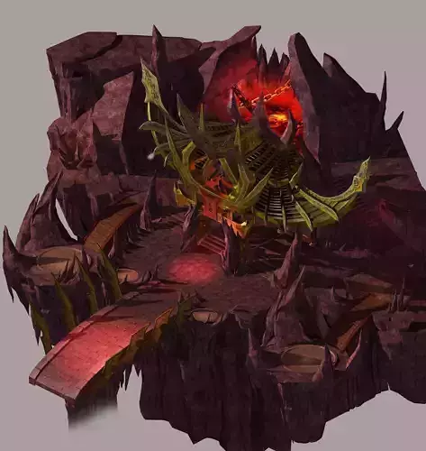 Game model - large building in the volcano