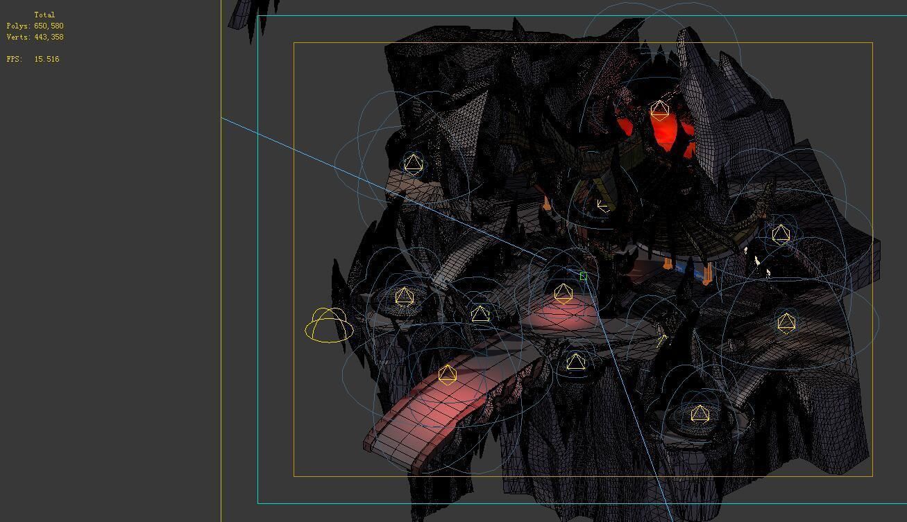 Game model - large building in the volcano 3D model_1