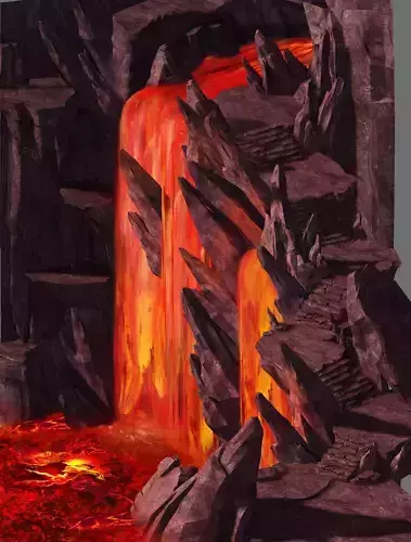 Game model - lava on the volcanic lava