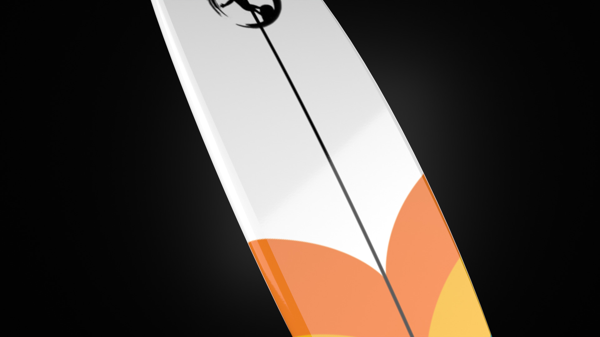 Longboard Surfboard Low-poly 3D model_16
