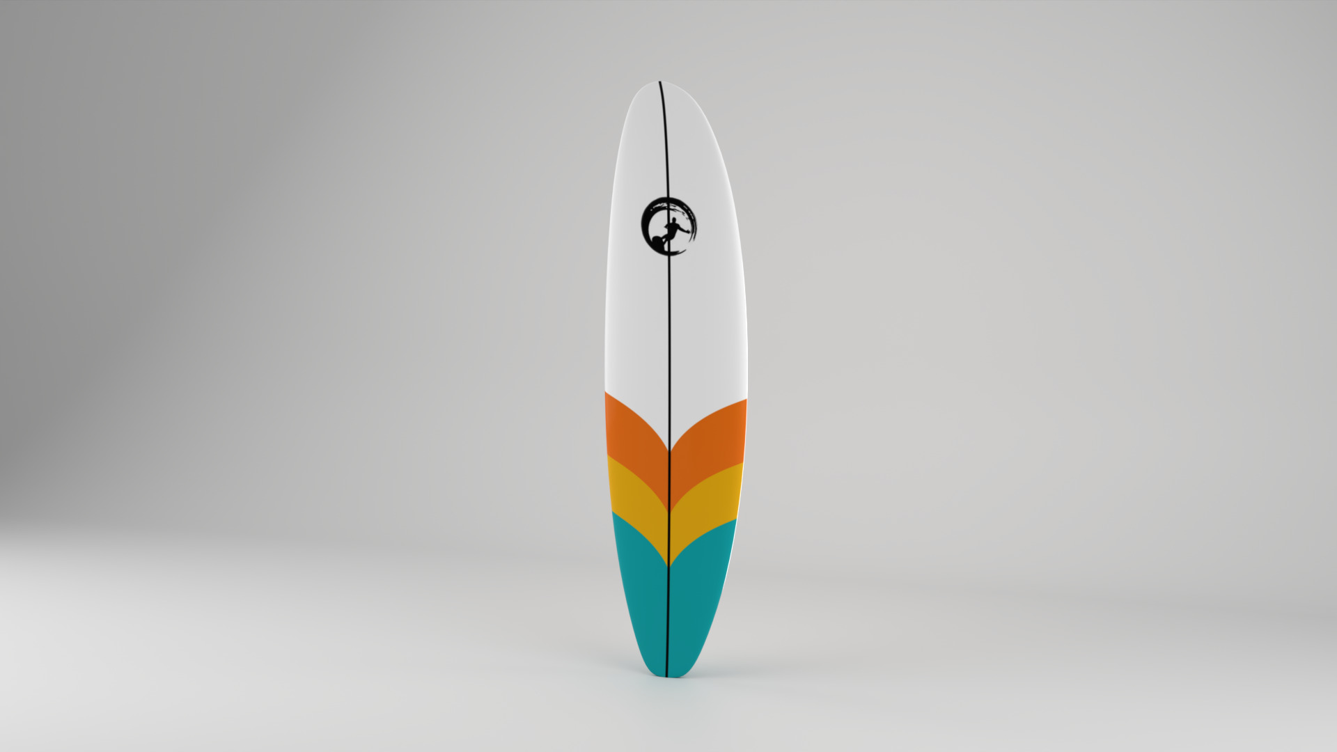 Longboard Surfboard Low-poly 3D model_11