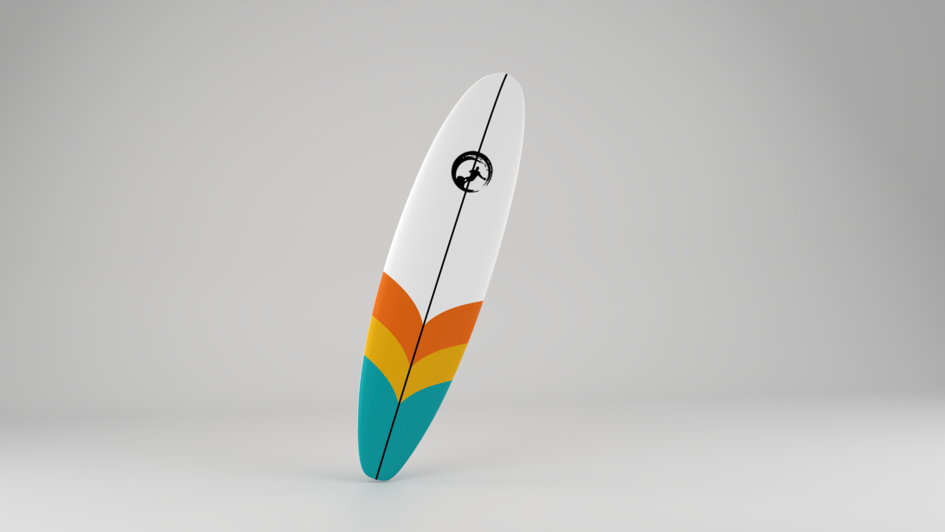 Longboard Surfboard Low-poly 3D model_12