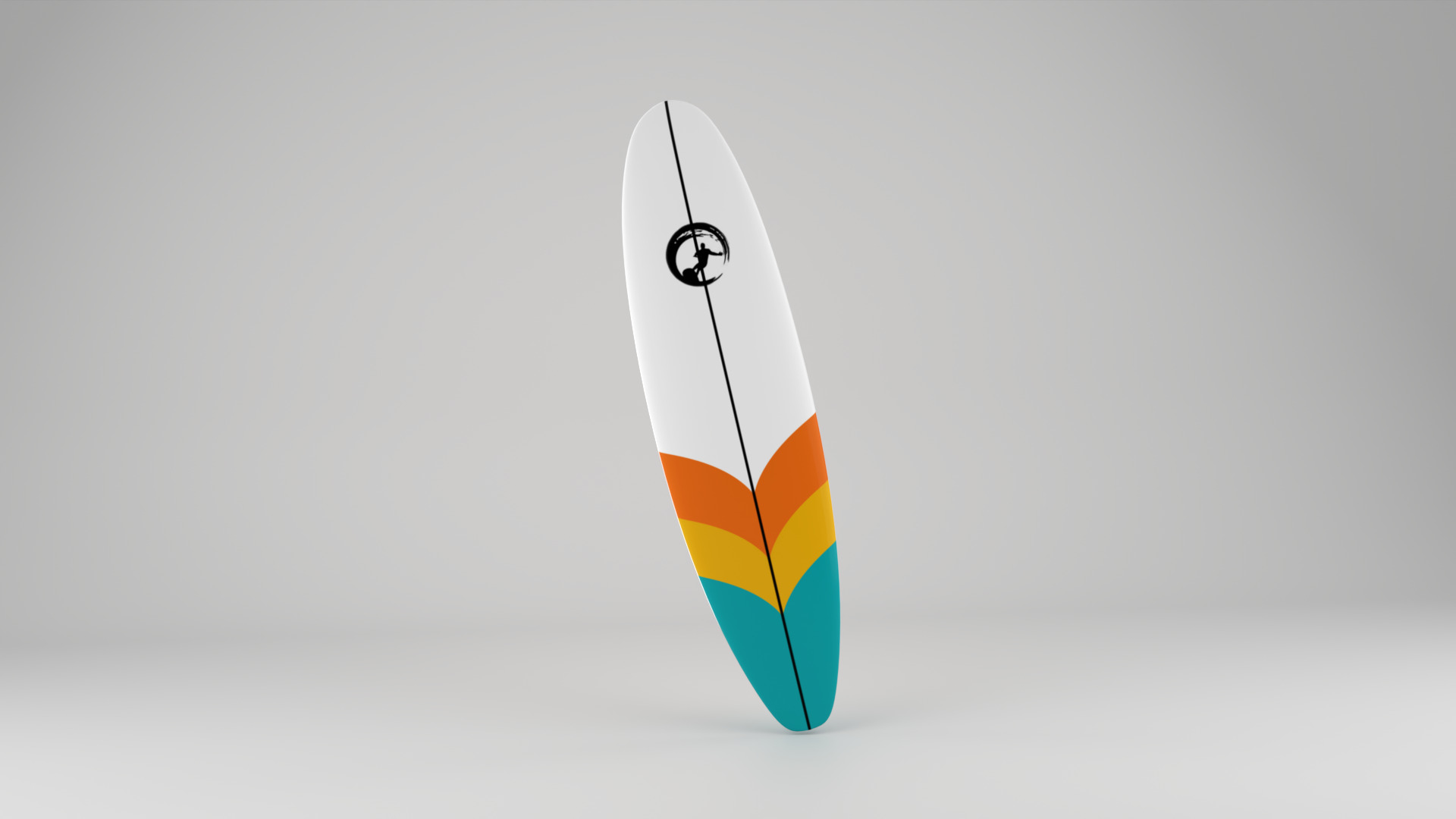 Longboard Surfboard Low-poly 3D model_14