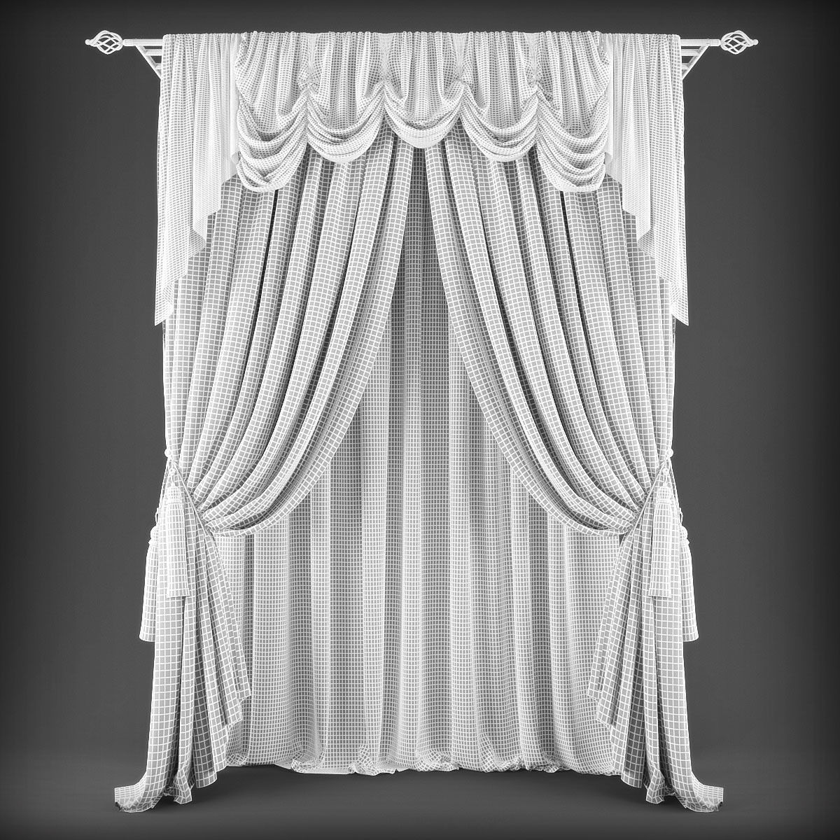 Curtain Low-poly 3D model_1