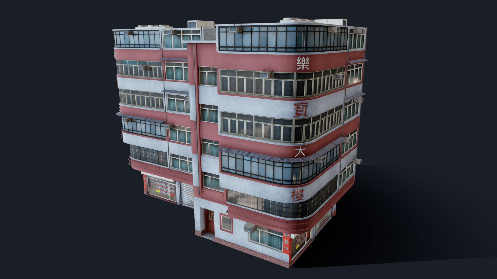 Chinese Building Lok Po Low-poly 3D model_3