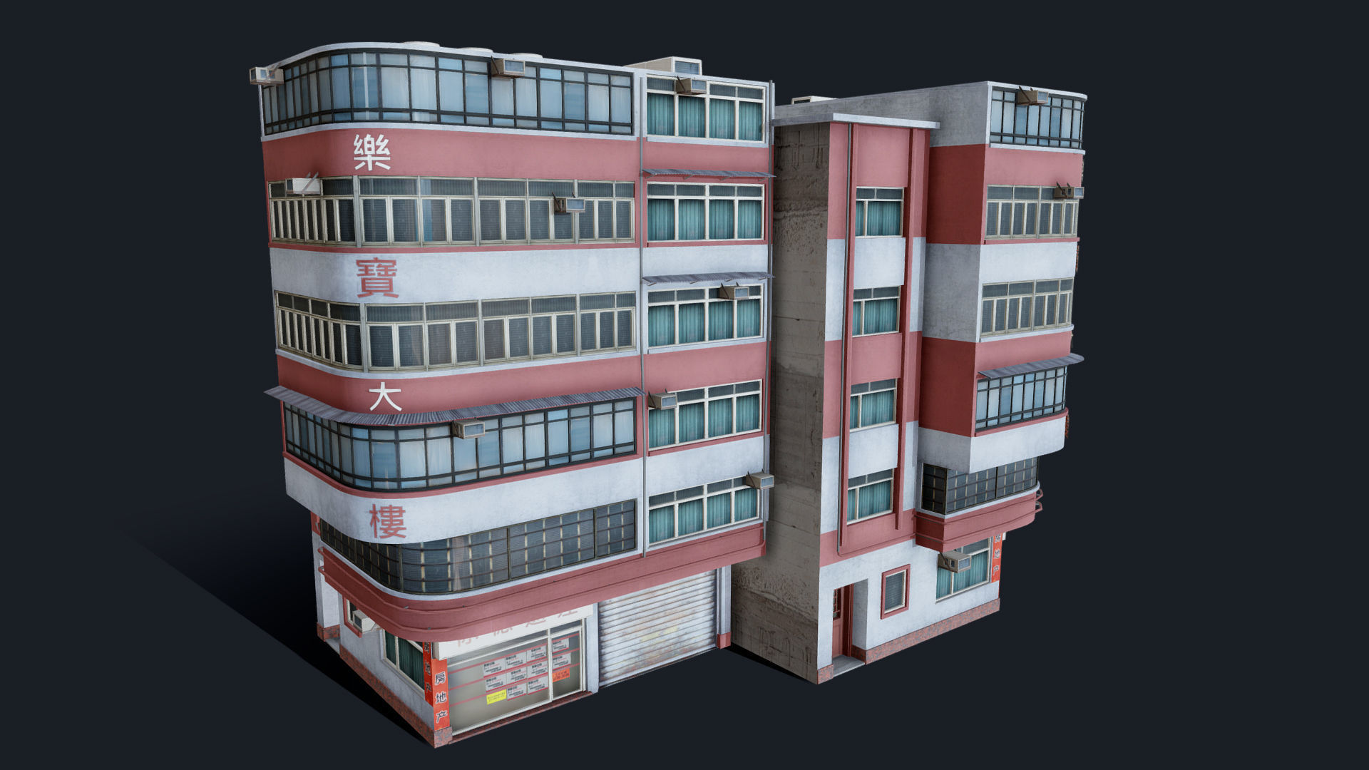 Chinese Building Lok Po Low-poly 3D model_1