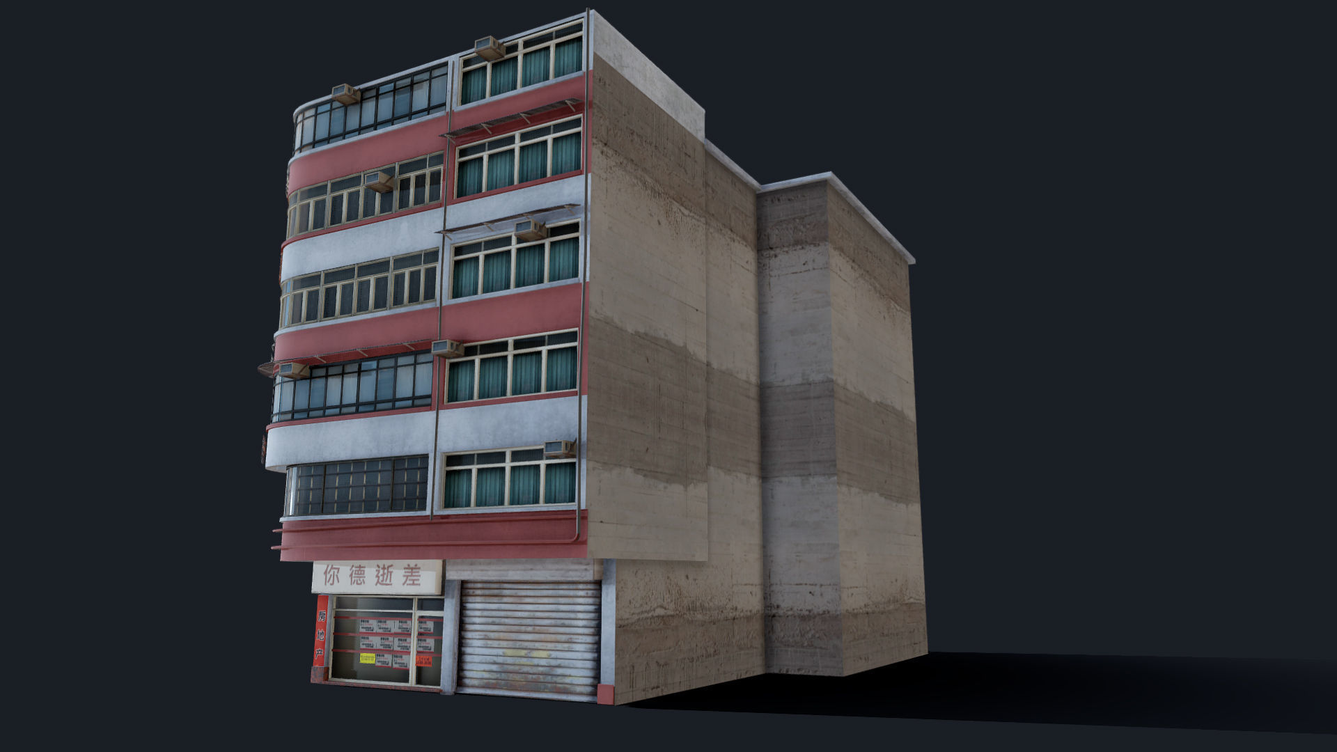 Chinese Building Lok Po Low-poly 3D model_11