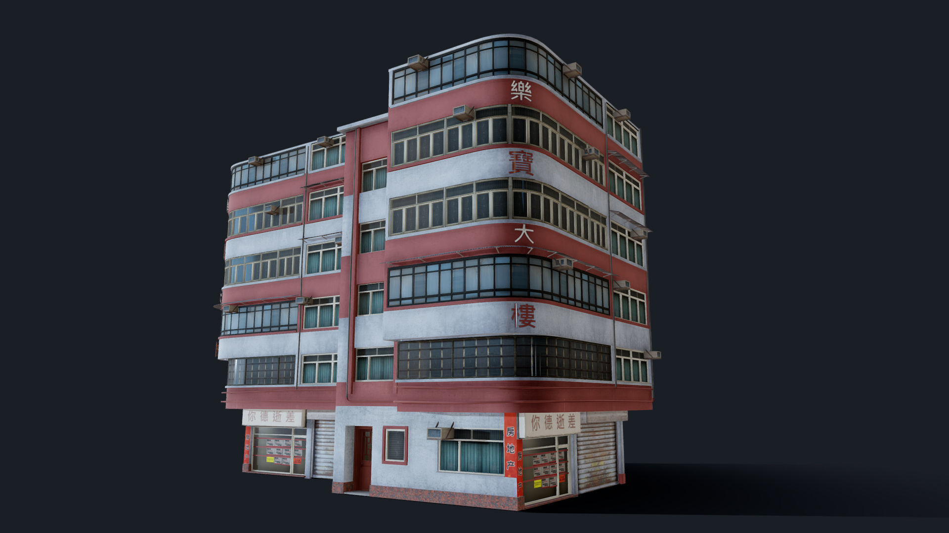 Chinese Building Lok Po Low-poly 3D model_13