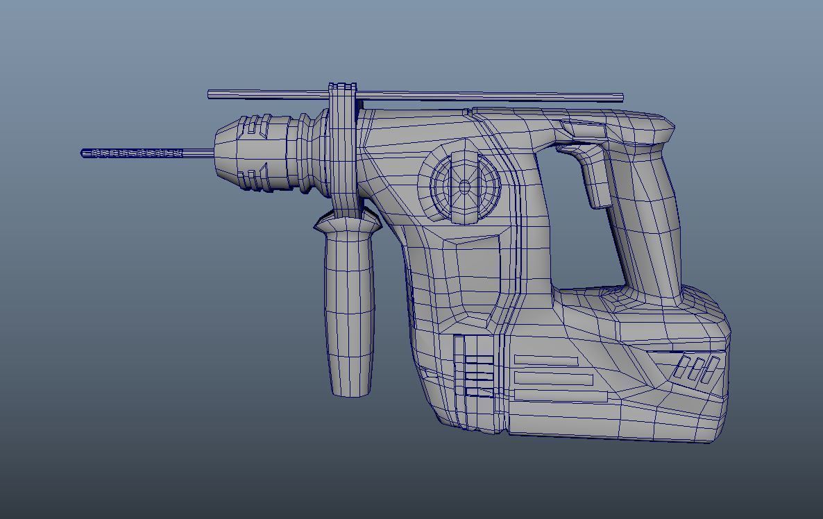 drill hammer Low-poly 3D model_3