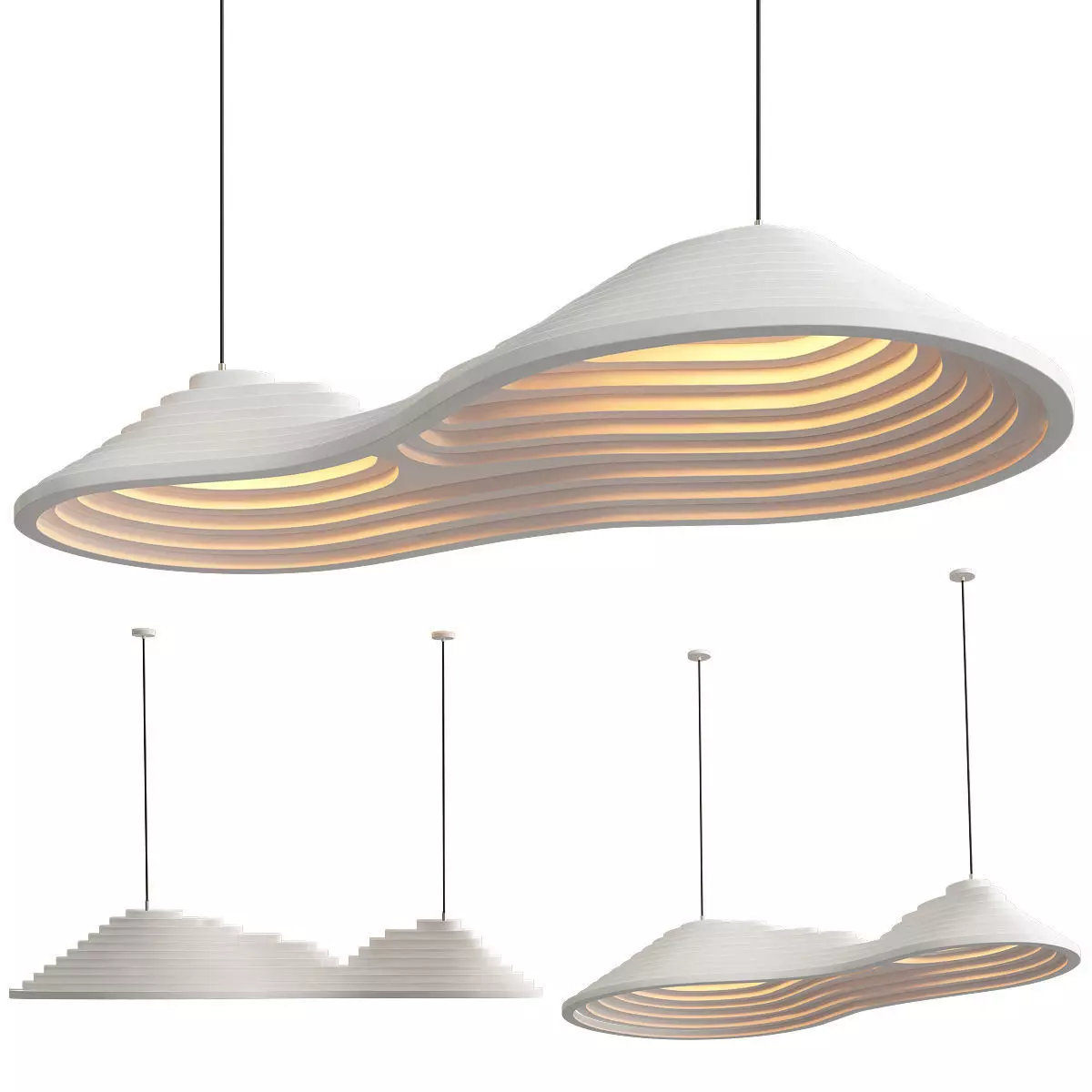 Rice field double akoestische lamp 3D model_0