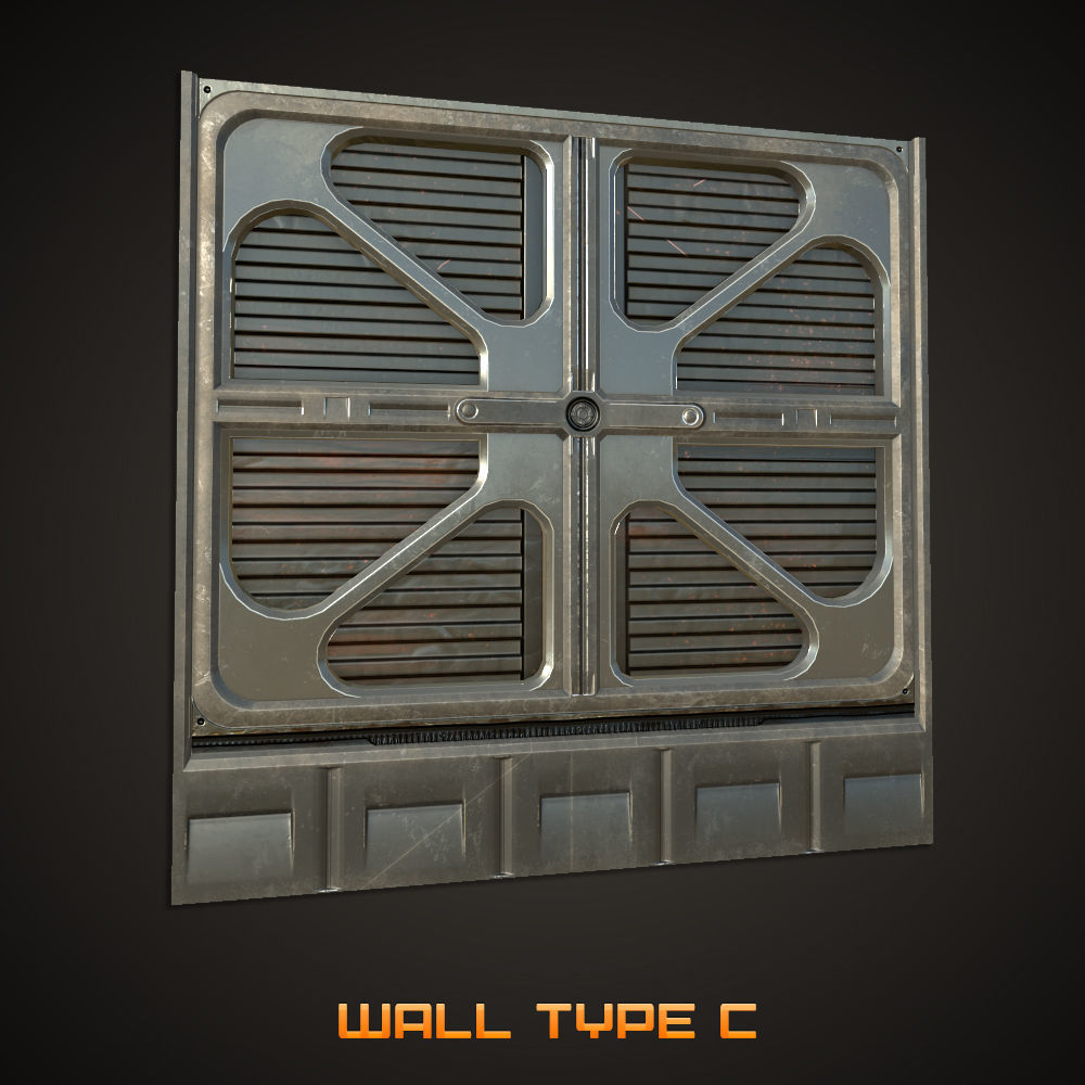 SCI-FI PBR Wall Collection Low-poly 3D model_15