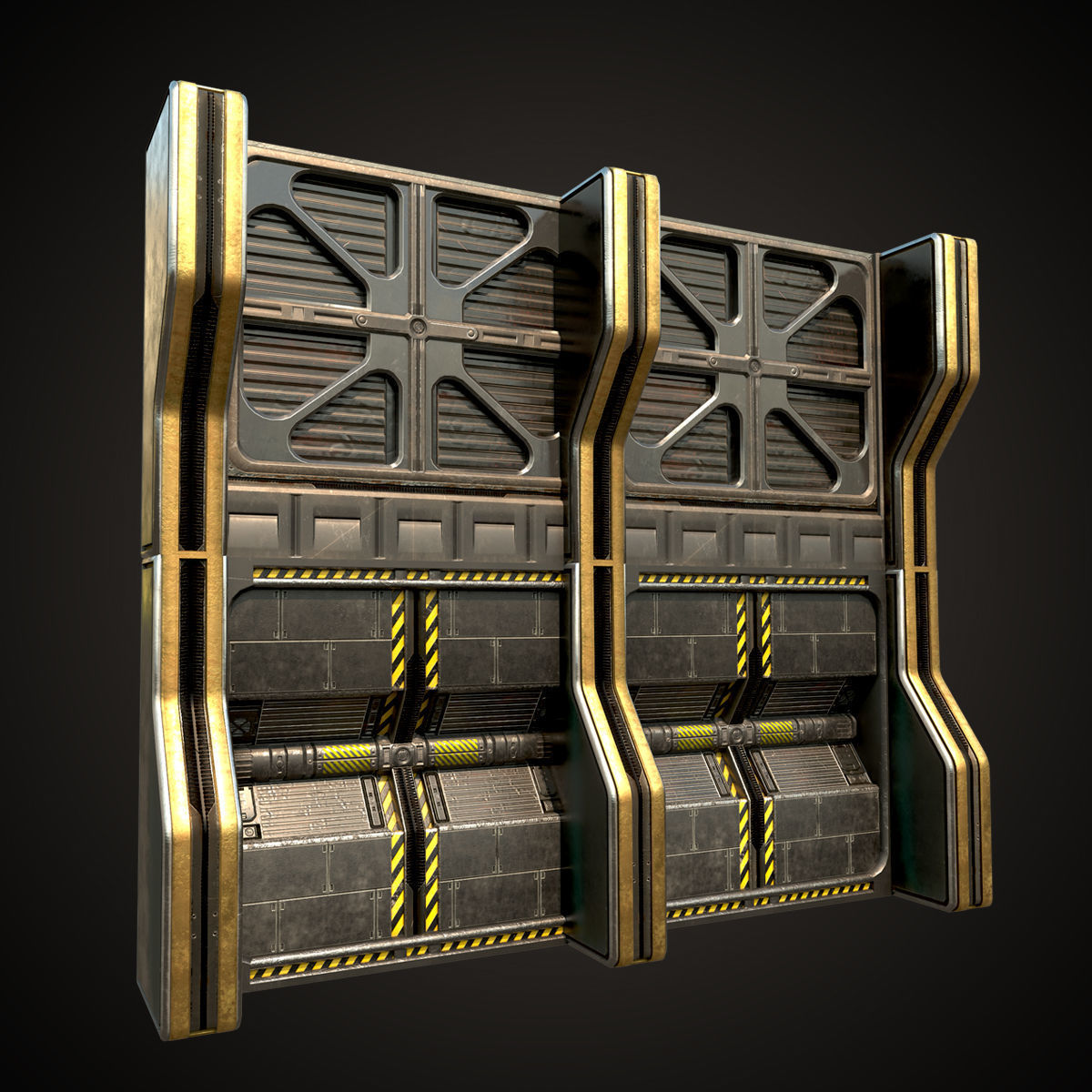 SCI-FI PBR Wall Collection Low-poly 3D model_3